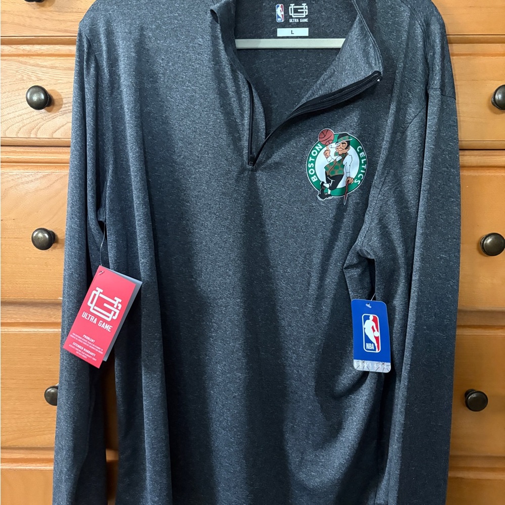 NBA Boston Celtics Charcoal Quarter-Zip Sweatshirt